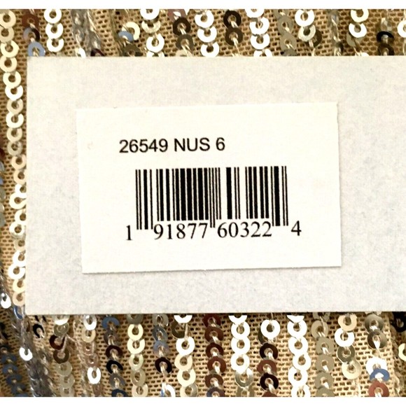 NWT Ieena Mac Duggal 26549 Sequin Knotted Long Sleeve Midi Dress 6 Nude Silver - Picture 4 of 5